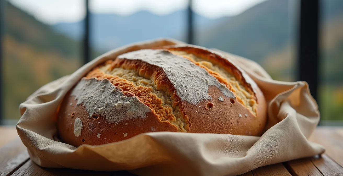 Gros plan sur des miches de pain au levain emballées pour l'expédition